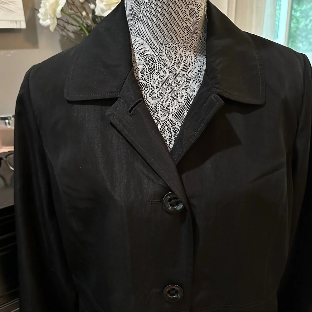 Relativity Black Button Front Trench Coat Size Large